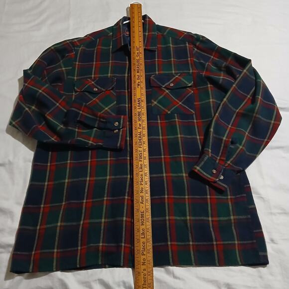Vintage Back Packer Sportswear Men's XLTall Long-Sleeved Flannel Blue/Green/Red - Picture 11 of 14